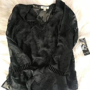Long sleeve black see through blouse